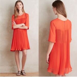 Anthropologie Maeve Edie Red Pleated Swing Dress
